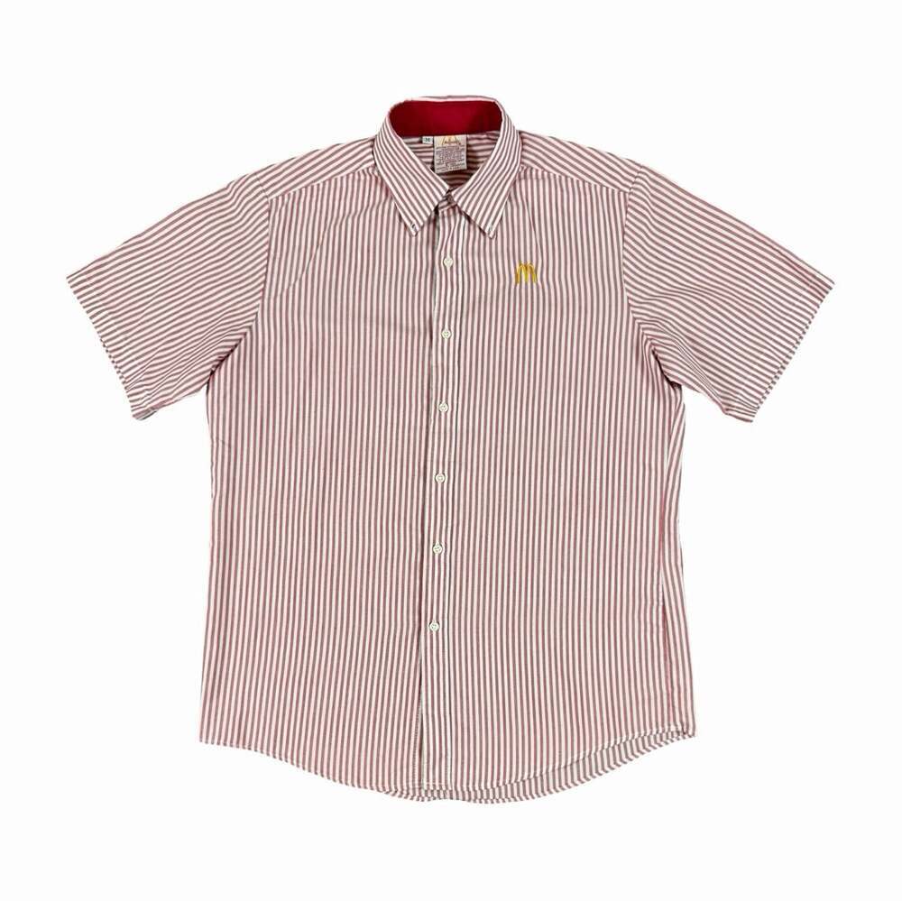 Vintage 1986 McDonald’s Red/White Striped Short Sleeve Button Up ShirtS Size M